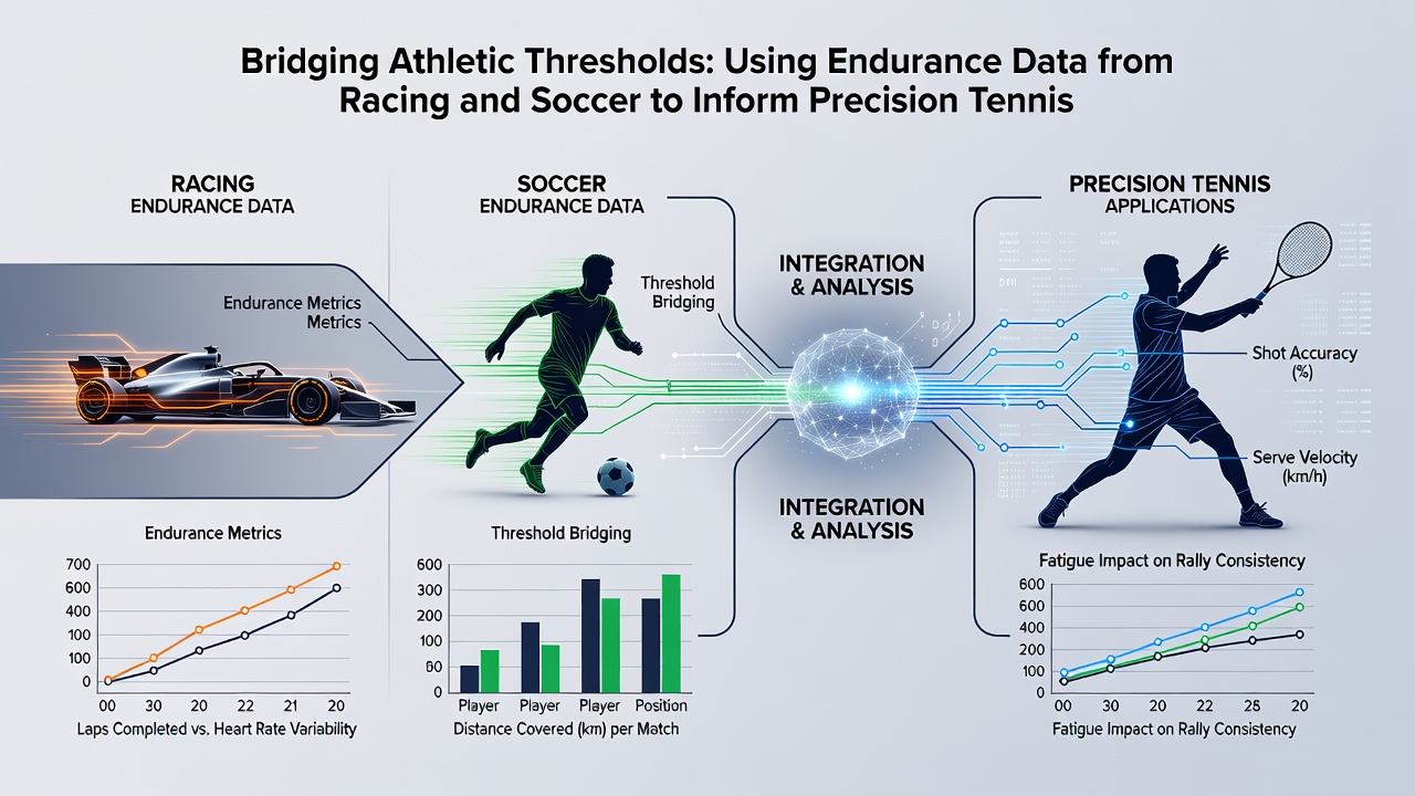 Comparison chart of endurance thresholds across racing, soccer, and tennis with accumulator selection overlays