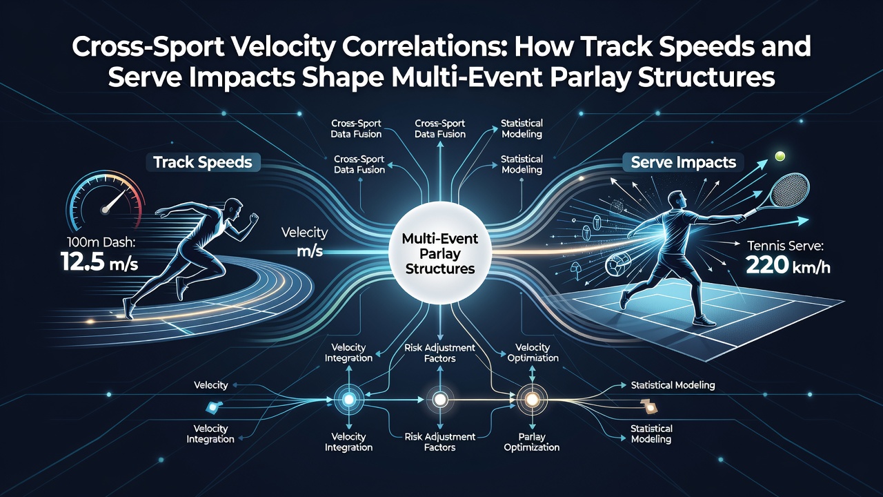 Statistical graphs and charts showing velocity data correlations between track events and tennis serves for parlay modeling