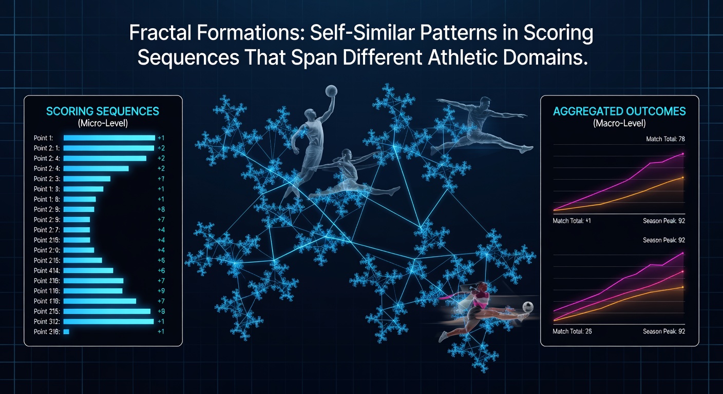Comparative charts displaying self-similar scoring clusters across multiple sports events